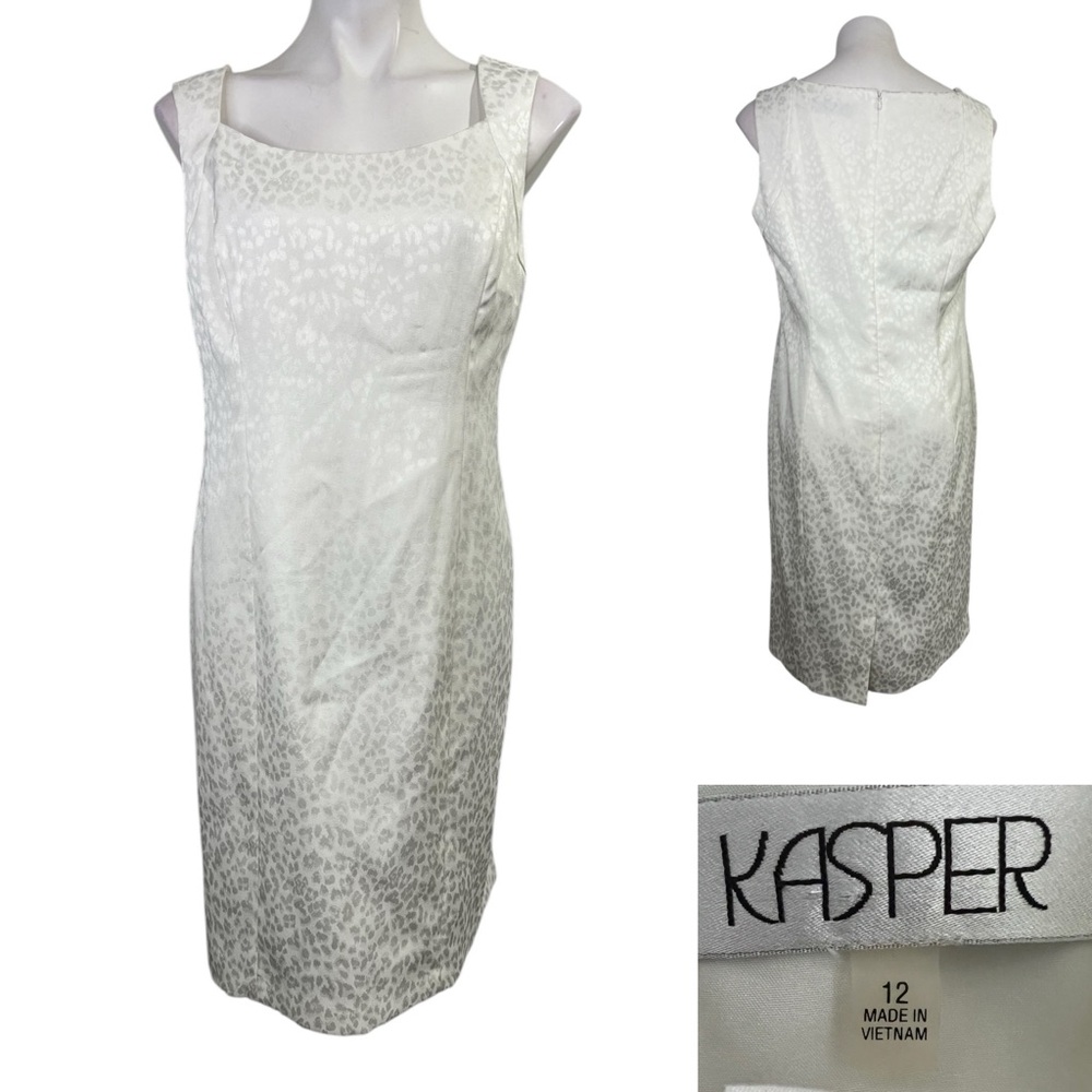 Kasper‎ Ivory and Gray Patterned Dress